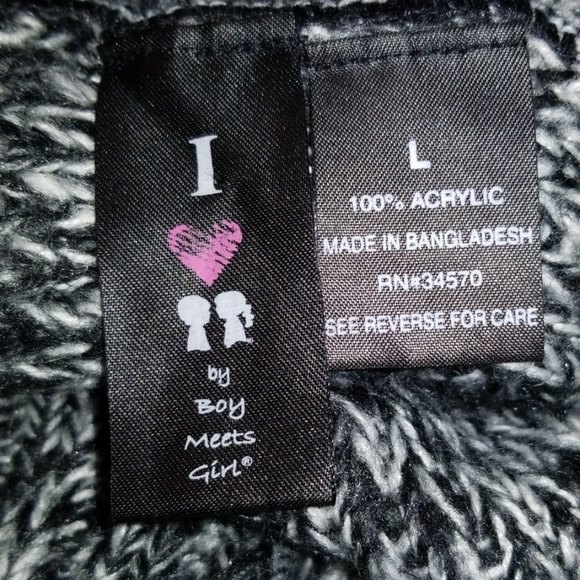I Love Boy Meets Girl Sweater L Cowl Black SHORT - Picture 7 of 7